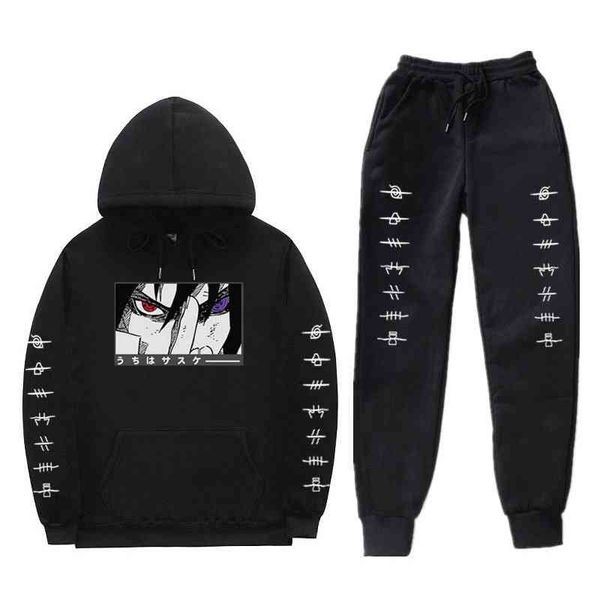 

naruto bodysuit suit men's and women's leisure assistant writing wheel eye reincarnation hoodie pants, Black