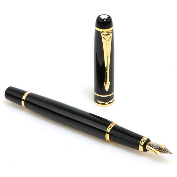 

fountain pens 1501 pen ball 0.5mm meduim nib metal plastic golden black color sign