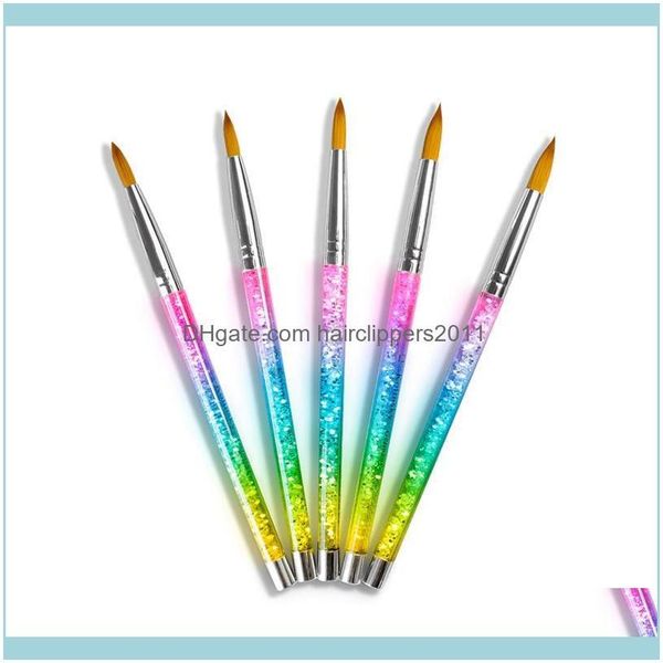 

art salon health & beautybrush acrylic nail uv gel manicure powder pedicure with liquid glitter handle tools brushes drop delivery 2021 kavi, Yellow