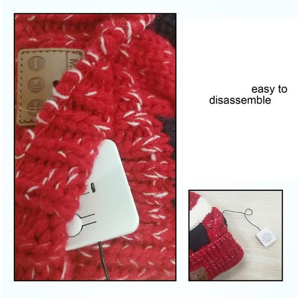 

cycling caps & masks stereo call knitted velvet winter warm wireless bluetooth-compatible headset music headphones hat for night running, Black