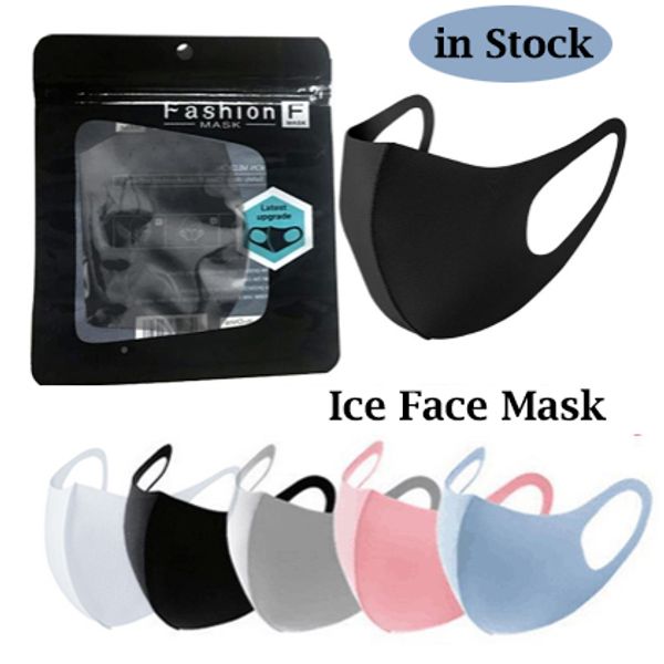 

Washable Mouth Ice Face Mask Individual Black Gift Package Anti Dust PM2.5 Respirator Dustproof Anti-bacterial Reusable Silk Bags in Stock