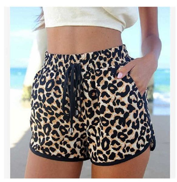 

2021 women's pants beach leopard shorts, White;black