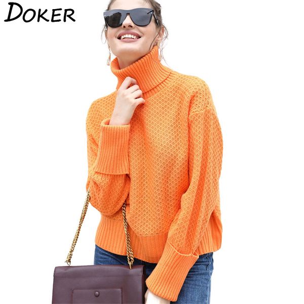 

autumn winter fashion turtleneck pullover sweater women long sleeve thick knitted sweater plus size casual knitwear 210423, White;black