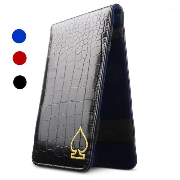 

golf scorecard holder book yardage leather handmade crocodile pattern gift blue red black white complete set of clubs1