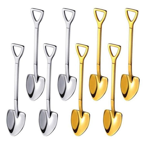 

pcs shovel spoon stainless steel coffee dessert mini shape ice cream stirring teaspoon baking moulds