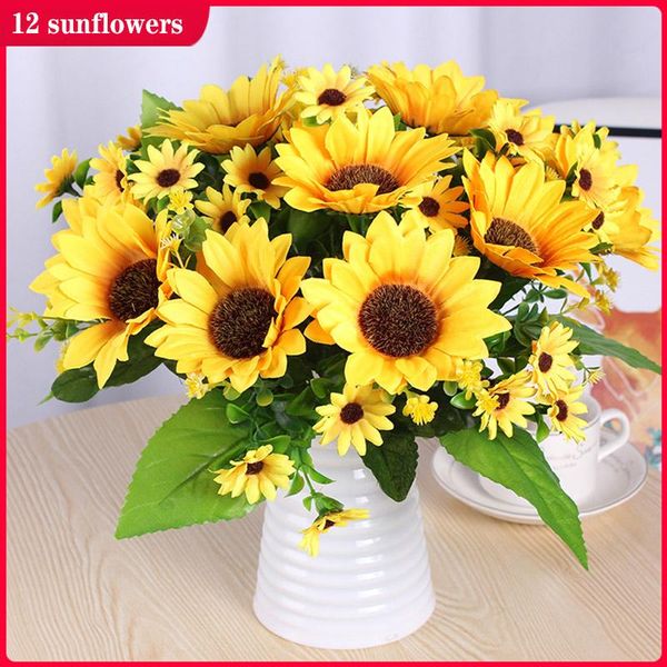 

decorative flowers & wreaths 1 beautiful sunflower bouquet silk flower artificial home garden party wedding decoration diy