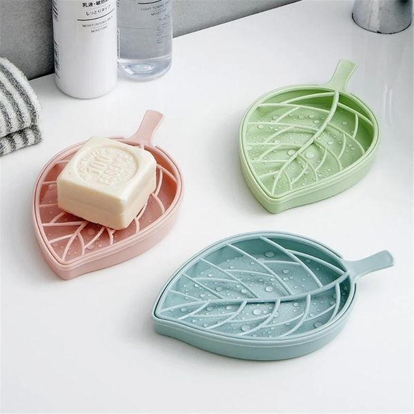 

soap dishes portable leaf shape drain tray holder bathroom wash organizer