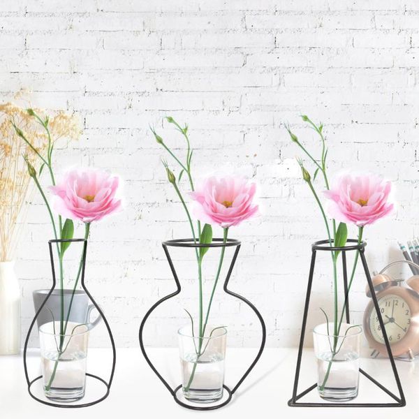 

vases retro iron line flowers vase metal plant holder modern solid home decor nordic styles