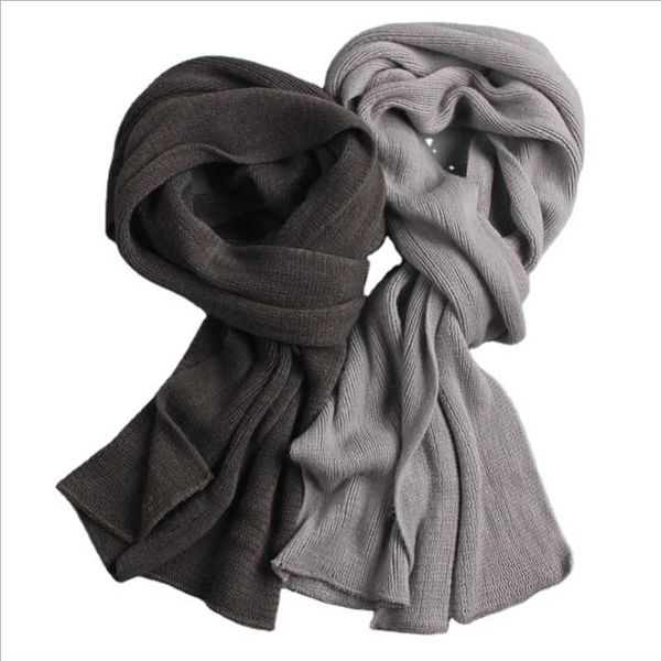 

solid knitted scarf warm and cold proof men like cashmere neckline business leisure scarves, Blue;gray
