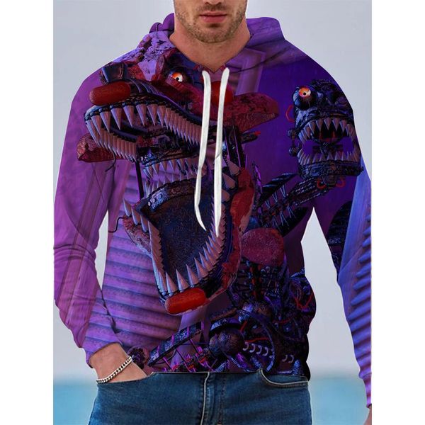 

halloween monster pattern men s 3d printing hoodie visual impact party punk gothic round neck american sweatshirt hoodie, Black