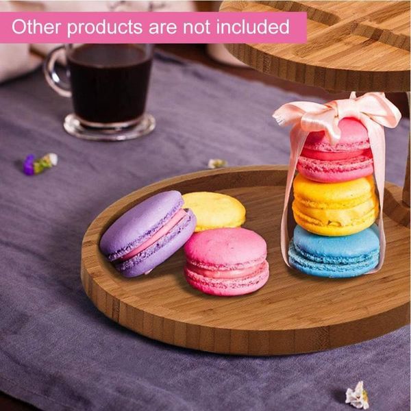 

dishes & plates double-layer bamboo tray creative fruit bread plate household room tableware cake tea stand display for living snack aftern