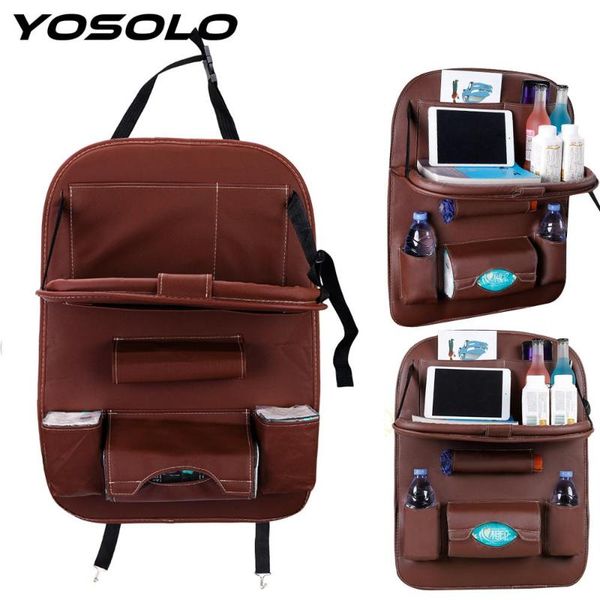 

car organizer pu leather pad bag table tray foldable storage seat back travel