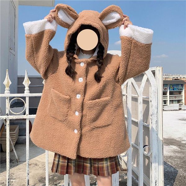

women's hoodies & sweatshirts kawaii bear ear hoodie sweatshirt 2021 harajuku women funny white black winter girl oversize cute japan c