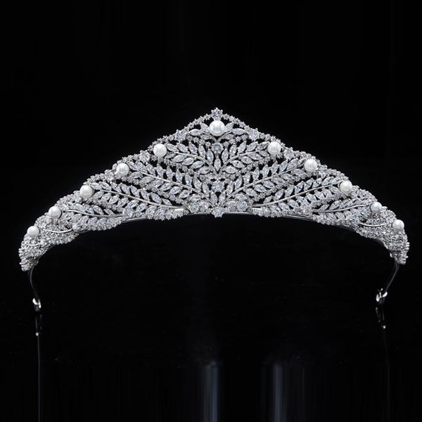 

bridal veils princess pearl tiaras wedding crowns bride to be hair accessories, Black