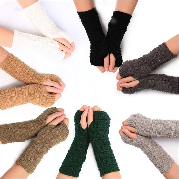 

five fingers gloves fashion short elastic fingerless for women winter half finger soft knitted warm mittens handschoenen christmas, Blue;gray