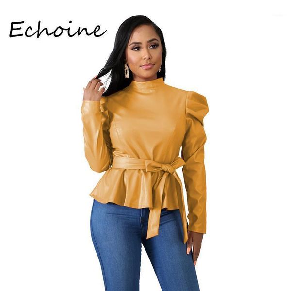 

women's blouses & shirts fahion womens and o-neck solid color with bandage belt long sleeve autumn women cloth plus size 2xl, White