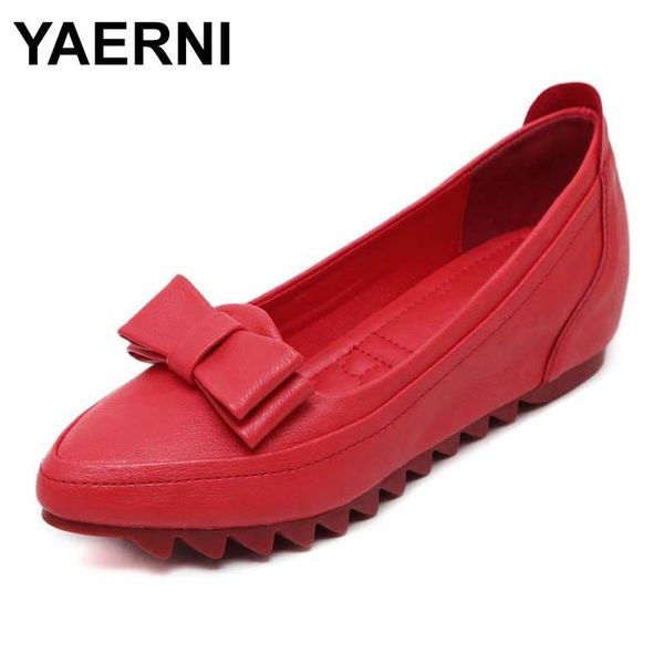 

dress shoes yaerni fashion bow pointed toe women high heels wedge ladies casual lace up wedges height increasing, Black