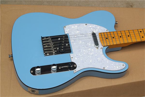 

heritage classic blue electric guitar retro yellow maple neck white guard plate