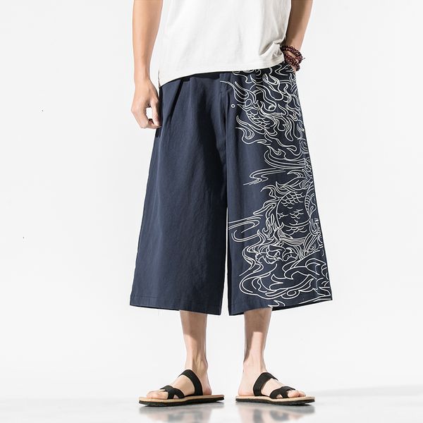 

men's pants summer cotton harem fashion baggy casual calf-length loose jogger drawstring trousers men streetwear t0fj, Black