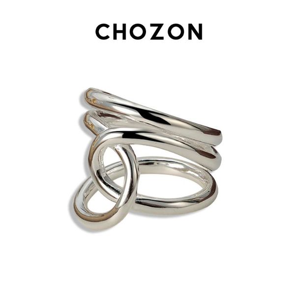 

cluster rings japanese light luxury s925 sterling silver minimalist cold wind cross geometric lines wound ring for women sizable, Golden;silver