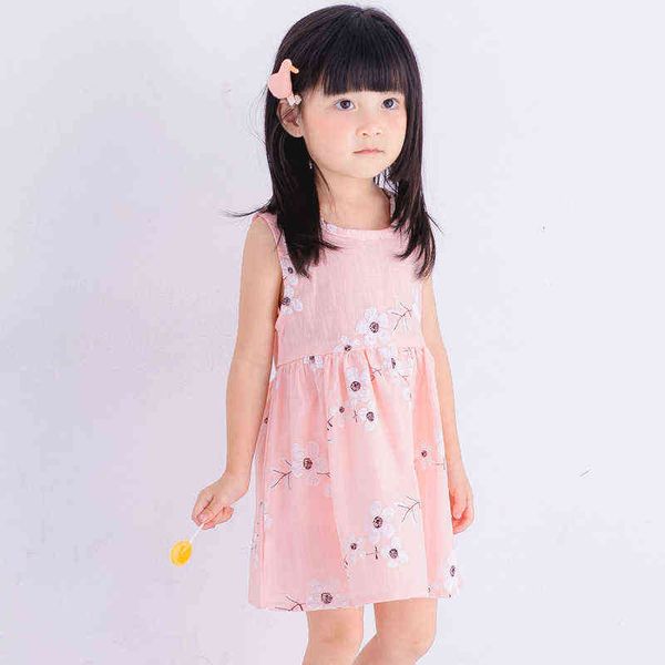 2-6 Jahre Baby Mädchen Ärmellose Blumendruck Kleider Kleidung Kinder Sommer Prinzessin Kleid Kinder Party Ball Festzug Kleid Outfit G1215