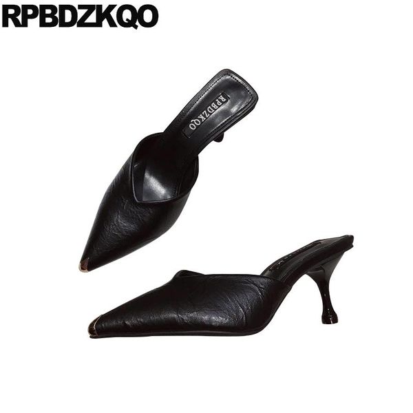 

size 4 34 ladies european designer shoes italian scarpin metal high heels satin medium stiletto silk pointed toe pumps black dress