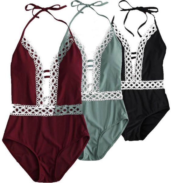 

swimwear bandage bra bikini set high waist soild color summer female swimsuit bathing suit holiday one-piece suits