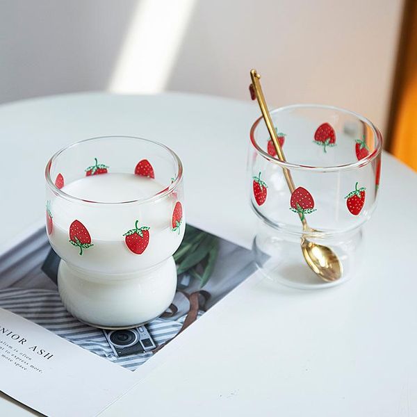 

wine glasses creativity glass coffee mug strawberry cute crystal high capacity cup gift heat resistant milk tea kitchen drinkware mm60blb
