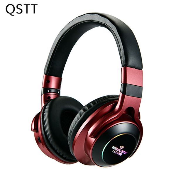 

led 008 light wireless bluetooth headphones 3d stereo earphone with mic over-ear headset port tf card fm mode aux audio jack