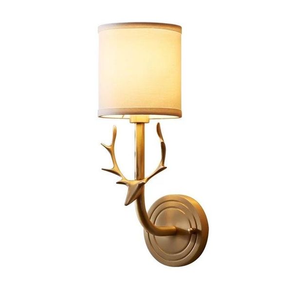 

wall lamps deer antler brass material lamp fabric shade head scones rural countryside lamp,living room,bedroom