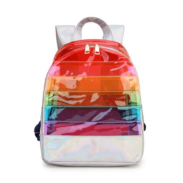 

school bags rainbow backpack for girls kids shiny schoolbag children transparent bookbag women casual daypack