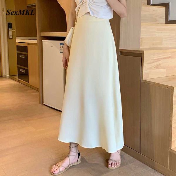 

elegant summer a line black skirts women fashion high waist chiffon white long skirt korean maxi casual medieval skirt 210528