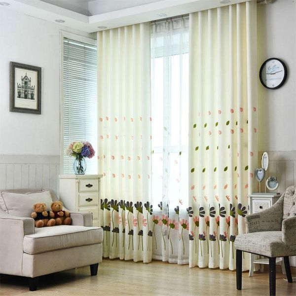 

curtain & drapes luxury embroidered linen low key flowers tulle elegant pattern window treatment drape ecofriendly