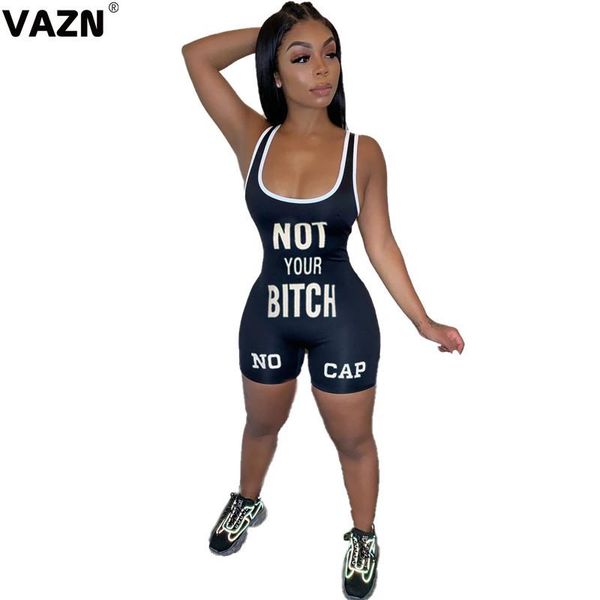 

letter print vintage sleeveless sport fitness style v-neck womens jumpsuit bandage fashion playsuits women's jumpsuits & rompers, Black;white