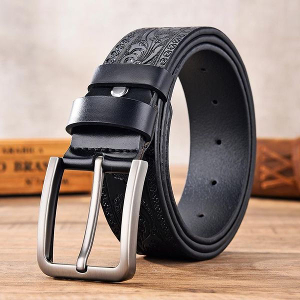 

belts [lfmb]men leather belt cow genuine male pin buckle fancy vintage high quality, Black;brown