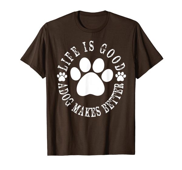 

life is good a dog makes it better for dog lovers tshirt, White;black