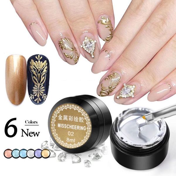 

nail gel metal effect rose silver gold uv led draw painting stamping art color polish manicure long lasting vernish, Red;pink