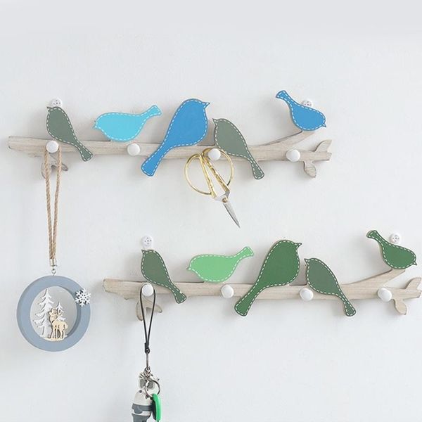 

hooks & rails wooden birds 4 home decorative wood coat hook rail clothes hanger living room wall door hanging decor