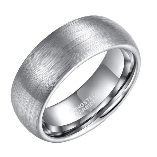 

wedding rings 8mm silver color dome tungsten carbide ring brushed male engagement band fashion jewelry anillos hombre, Slivery;golden