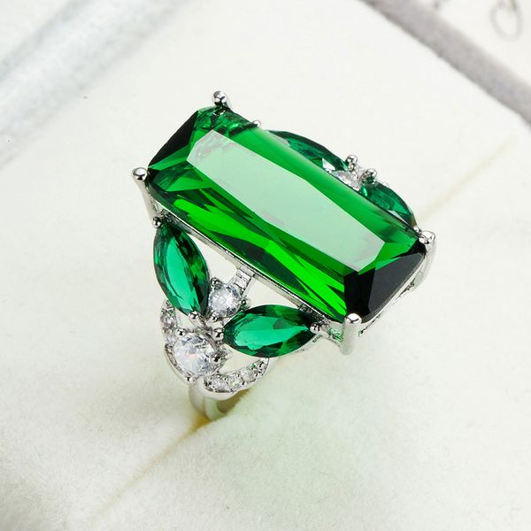 

ring jewelry creative fashion female zircon hand emerald wedding, Slivery;golden