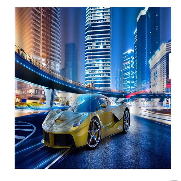 

modern city night view sports car 3d curtain kid's boys bedroom living room blackout window drapes sets decoration &