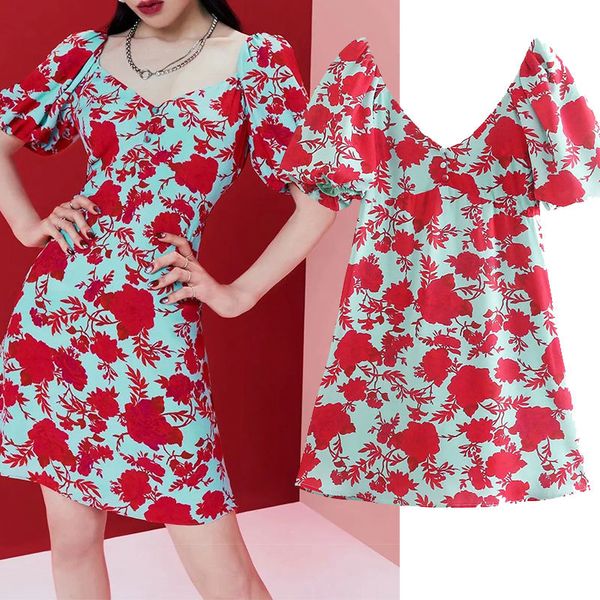 

casual dresses women's dresses with red floral fashion pattern artzgmsj, mini female dress square neckline, long sleeve, for parties 06, Black;gray