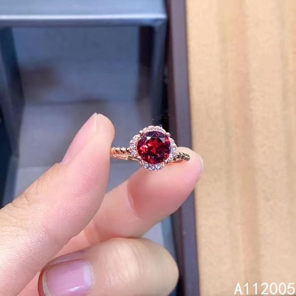 

cluster rings kjjeaxcmy fine jewelry 925 sterling silver inlaid natural garnet female adjustable ring classic support test selling, Golden;silver