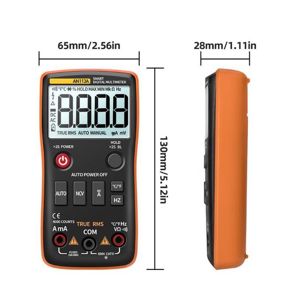 

multimeters digital multimeter auto range true rms with temperature tester 4000 counts ac/dc 35ec