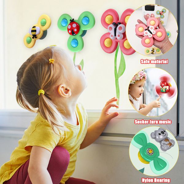 

Baby Rattles For Kids Shower Bathroom Grasping Gyro Animal Sucker Spinner Montessori Touch Sensory toys For Newborn 0-12 Months