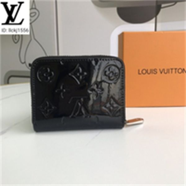 

black purse chain clutches brand patent leather zipper coin designer men real leather long luxury wallets compact purse l035 m60067 evening, Red;black