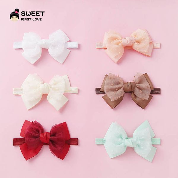 

girls hair accessories baby headbands ribbons lace children kids hairband cute double-deck bowknot head bands b7541, Slivery;white