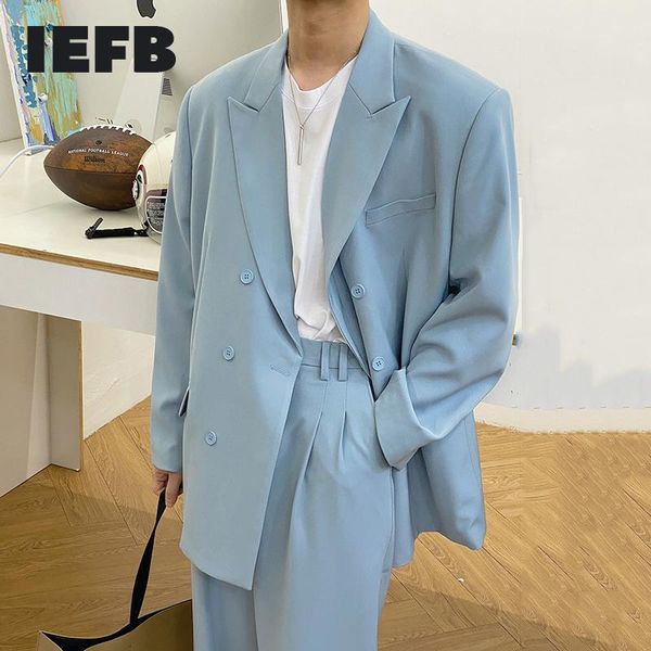 

spring men's casual suit coat korean streetwear fashion nochted collar long sleeve oversized blue blazers 9y6936 suits &, White;black