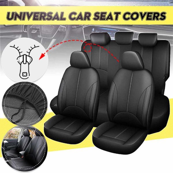 

9pcs universal car seat cover full set 5 seater front rear cushion pu leather waterproof anti wear protector covers