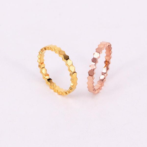 

wedding rings stainless steel handmade honeycomb cake and small bee hexagonal nest ornaments jewelry engagement ring, Slivery;golden